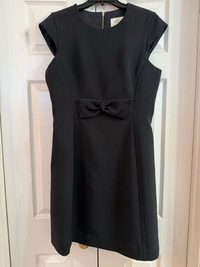 kate spade Black Cap-Sleeve Mini Dress with Waist Bow